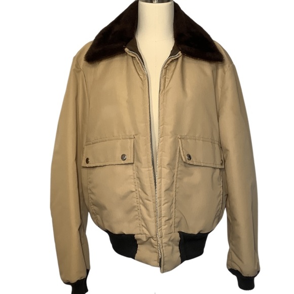 Vintage Weathercaster Tan Faux Fur Collar Jacket - Picture 2 of 10